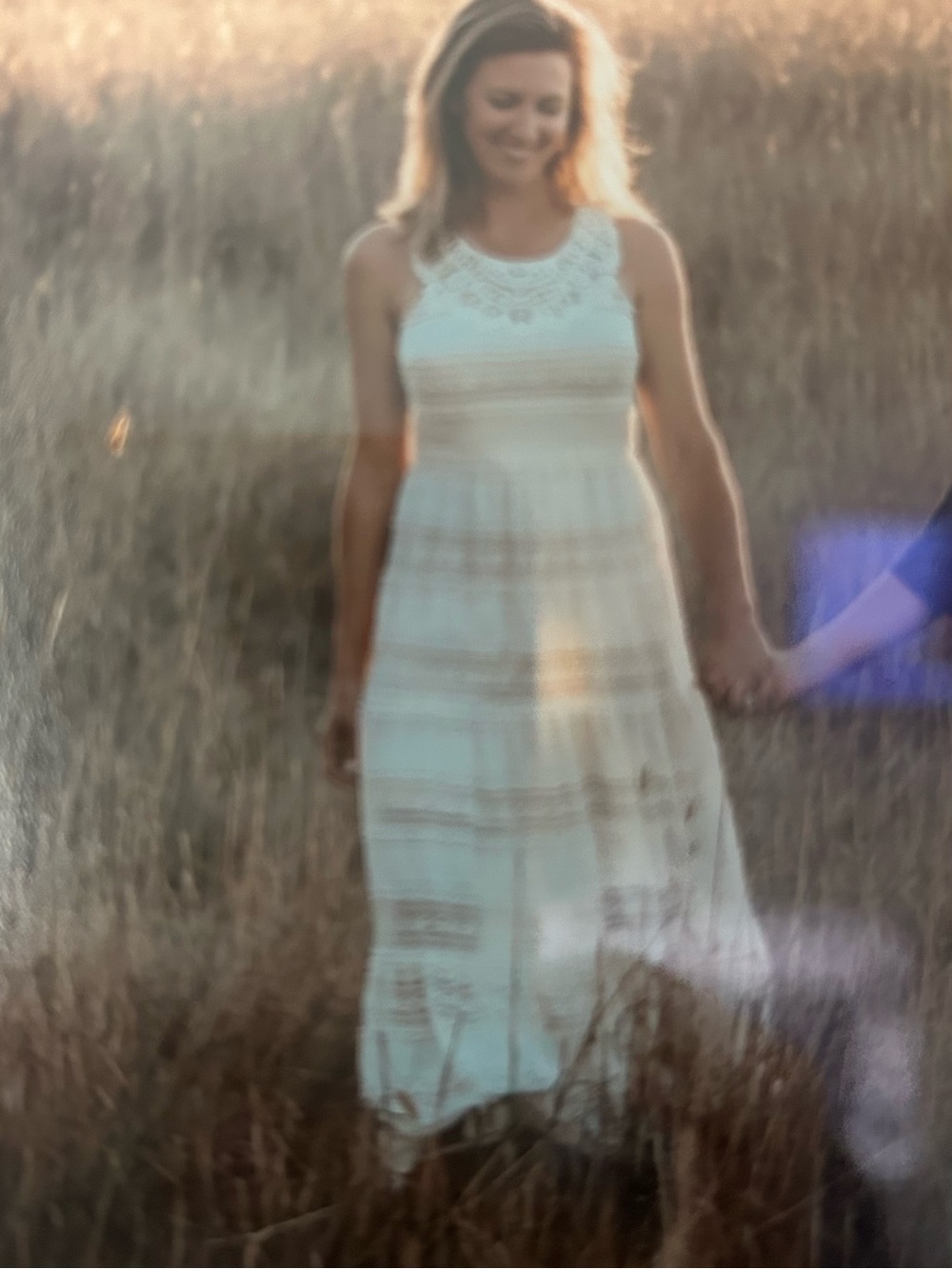 Eliza J Cream Crochet Lace Maxi Dress